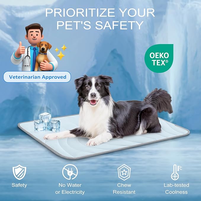 Cozyide Dog Cooling Mat, Extra Large Cooling Mat for Dogs, Reversible Pad for Pet, 40" L x 28" W,Blue