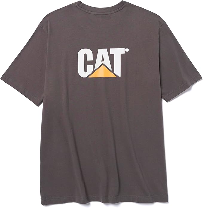 CAT Men's Trademark T-Shirts with Shape-Retention Rib Trim Spandex, Tagless Neck, and Cat Logo on Left Chest