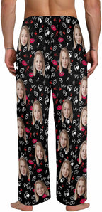 Artsadd Personalized Christmas Pajama Pants Socks for Men Custom Photo Pajama Bottoms for Men S-XXL