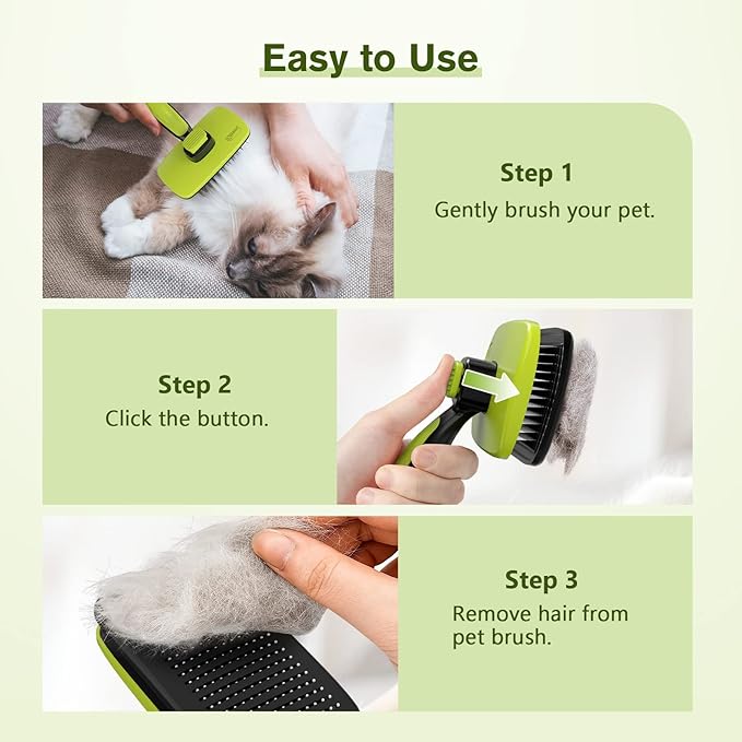 Pecute Self-Cleaning Slicker Brush for Dogs, Cats, Lightweight Dog Brush for Shedding Massaging Grooming, Cat Brush Gently Removes Loose Fur Undercoat for Small Dogs Cats Rabbits of All Hair Types