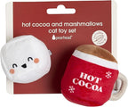 Pearhead Hot Cocoa Christmas Cat Toy Set, Holiday Pet Owner Gift, Holiday Must Have Accessories, Plush Rattle and Crinkle Holiday Cat Toys, Set of 2