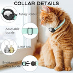 AirTag Cat Collars, Stretchy Collar with Apple AirTag Holder and Bell, Breakaway Ultra Design Elastic GPS Tracking Collars for Cats and Puppies, (7.5-12.5 Inch), Green