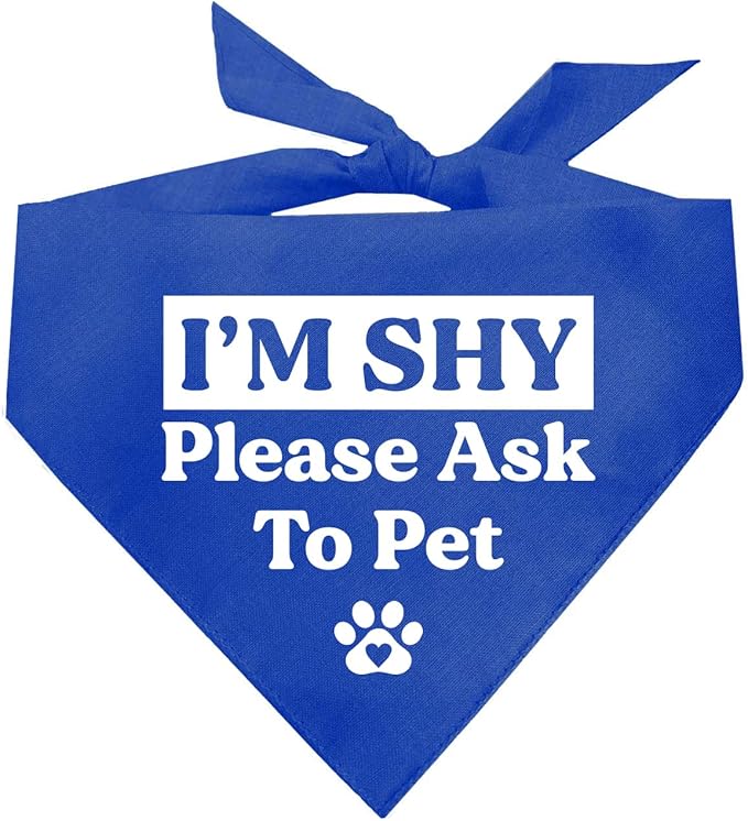 I'm Shy Please Ask to Pet Dog Bandana (Royal, XS 590)