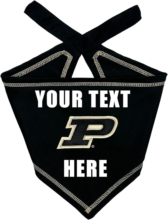 Pets First NCAA Purdue Boilermakers Personalized Tie Around Bandana for Dogs & Cats, Size Large/X-Large. Custom Dog Bandana Scarf Bib for Cat Dog. The Ultimate Game-Day & Party Customizable Bandana