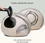 MEOWFIA Cat Cave – Premium Felt Cat Bed for Indoor Cats, Handmade 100% Merino Wool (Light Grey, Medium) (Pack of 2)