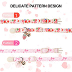 Unique Style Paws Pink Flower Kitten Collars,Cute Pink Bow Cats Collar with Bell,Kitten Collar Breakaway Buckle with Heart Pattern,Adjustable Flower Cat Collars,Ideal Gift for Boy Girl Cats