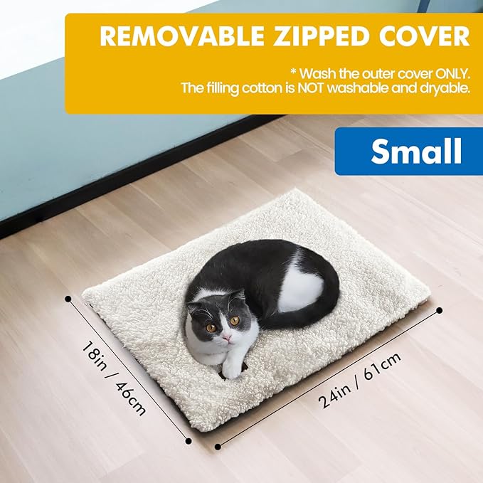 Self Warming Cat Bed Self Heating Cat Dog Mat 24 x 18 inch Extra Warm Thermal Pet Pad for Indoor Outdoor Pets with Removable Cover Non-Slip Bottom Washable Non Electric