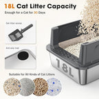 2PACK Stainless Steel Cat Litter Box with Lid, High-Sided Metal Litter Pan for Small Cats, Kitty Litter Box, Non-Stick & Odor-Resistant, Anti-Urine Leakage, Easy to Clean, Scoop Included