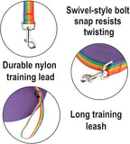 Hi Kiss Dog/Puppy Obedience Recall Training Agility Lead - 15ft 20ft 30ft 50ft 100ft Training Leash - Great for Training, Play, Camping, or Backyard (50 Feet, Rainbow)