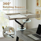 PAWZ Road Cat Desk Bed, Wooden Cat Bed for Desk Supports Up to 50 lbs, 360° Rotation & Adjustable, Nest Desktop Attachment Cats Hammock for Table, Gray