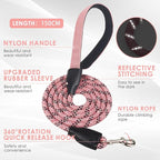 Dog Harness and Leash Set, No Pull Saddle Style Pet Harness, Breathable Mesh Adjustable Reflective Dog Vest for Dogs and Cat Medium Small Harness 2 D-Rings (Pink, L)