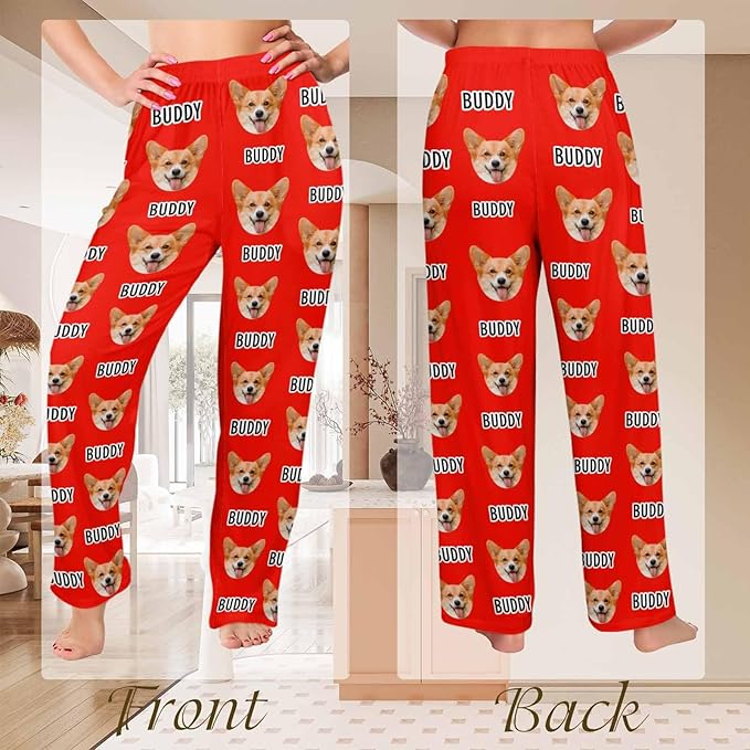 Custom Couple Pajama Pants Sock with Funny Face, Personalized PJ Anniversary Birthday Women Men Pants