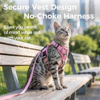 Cat Harness and Leash Set Escape Proof Tactical Extra Large Kitten Harness Emotional Support Cat Vest, Pink, XL