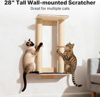 Veehoo Cat Wall Shelves, 28.3" Cat Wall Climber with Dual Sisal Scratching Posts and Carpeted Perch, Cats Wall Scratcher Furniture for Climb, Play and Rest