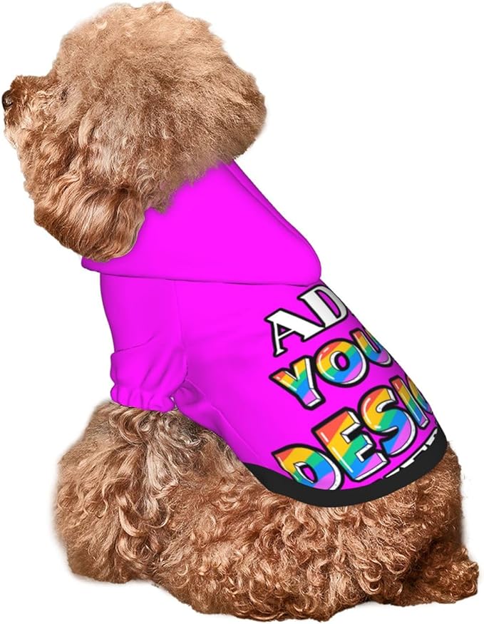 Personalized Dog Hooded Sweatshirt, Custom Pet Pullover Hoodie Design Your Own Text Image for Small Dogs Puppy Cat Kitten Clothes Dog Shirt Customizable, Customized Gifts, Magenta, S,
