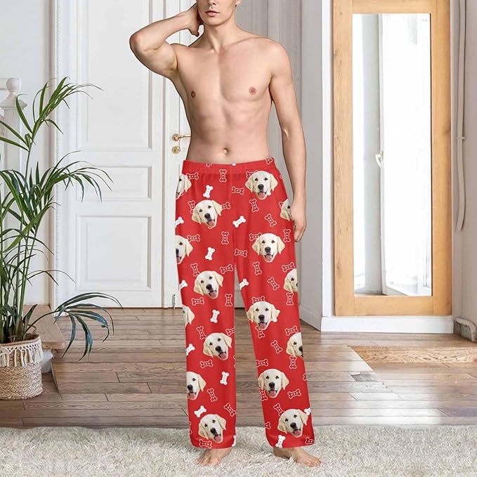 Custom Couple Pajama Pants Sock with Funny Face, Personalized PJ Anniversary Birthday Women Men Pants