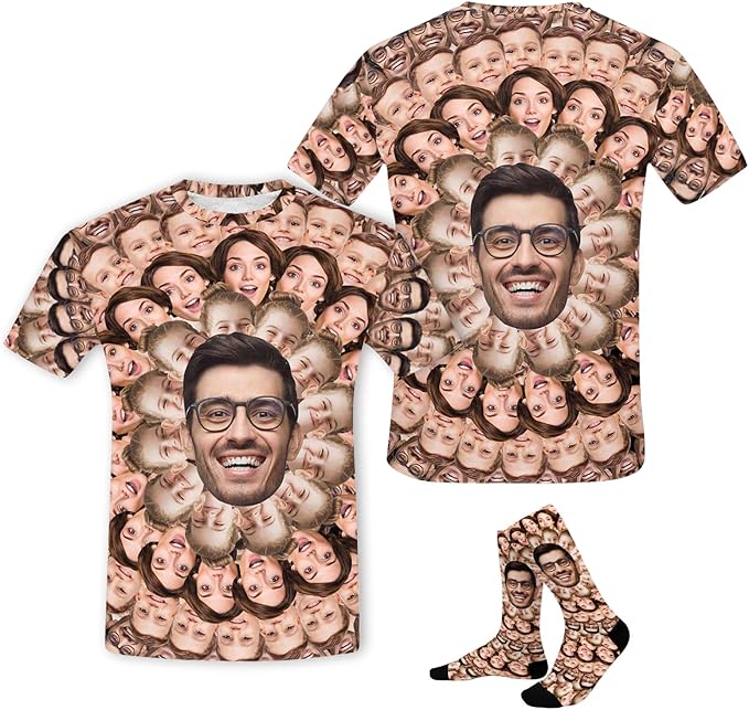 M YESCUSTOM Custom Funny Tshirts for Men Women Personalized Face Tshirt with Picture Customized Tee Gift for Dad Mom Husband