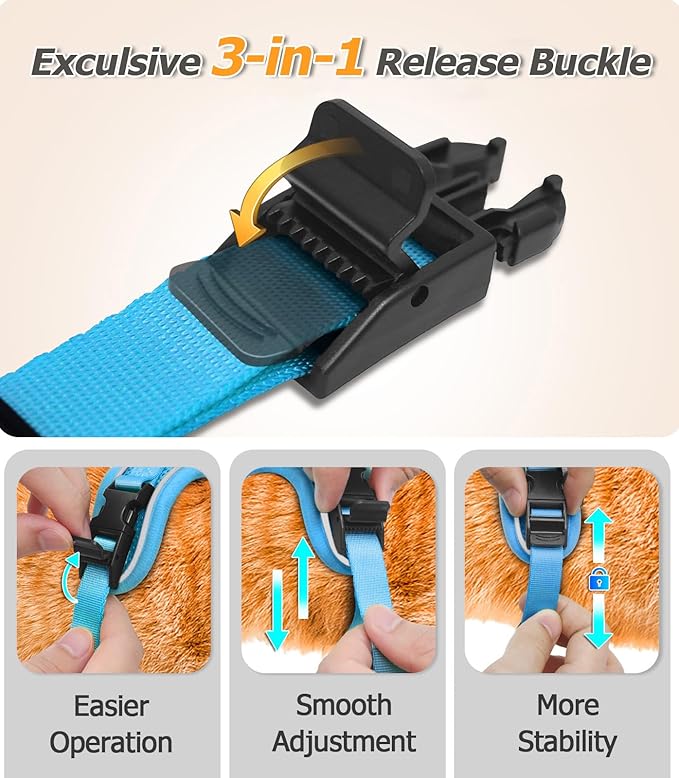 Halypet Cat Harness and Leash Set [MAX Safety 4th-Gen Upgrade] Escape Proof Adjustable Cat Leash Comfortable Soft Vest Easy to Wear Kitten Harness with Reflective Strip for Cats Walking, S SkyBlue
