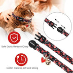 Cat Collar,2 Pack Cat Collars Breakaway with Bell, DOGWONG Safety Buckle Valentine's Day Cat Collar Cute Heart for Girl Boy Cats and Small Dogs，Adjustable 7-12 Inch,Pet Supplies Accessories