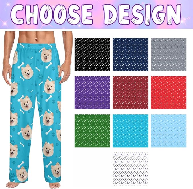 Custom Couple Pajama Pants Sock with Funny Face, Personalized PJ Anniversary Birthday Women Men Pants