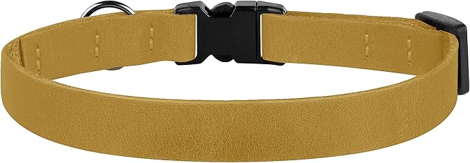 Breakaway Cat Collar Leather with Removable Bell - 13 Colors Available - Soft Adjustable Girl Boy Safety Lightweight Pet Kitten Collars Pink Brown Blue Green Red Orange Black (Mustard)