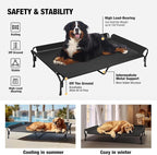 Veehoo Cooling Elevated Dog Bed, Guardrail Raised Pet Cot, Indoor & Outdoor XXL Pet Bed with Washable & Breathable Teslin Mesh, Non-Slip Feet, Dog Couch Bed, 62.5" x 37", Black