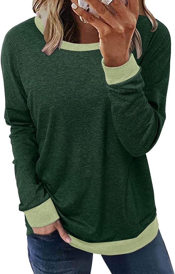 Akihoo Womens Casual Long Sleeve Tunic Tops Crew Neck Shirt Blouses