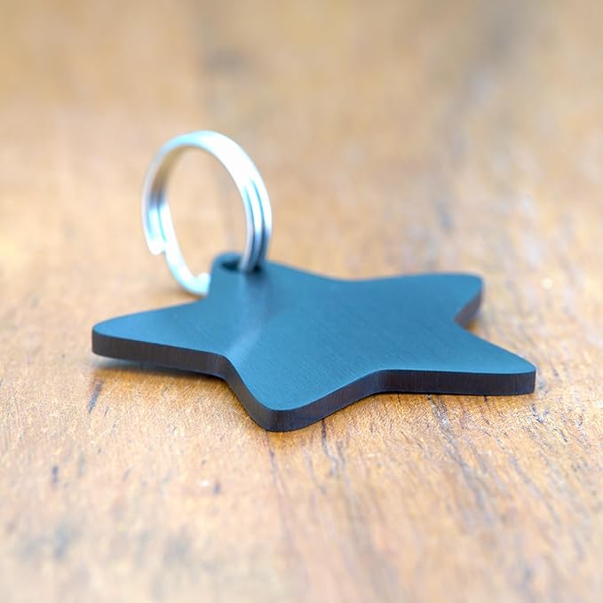 Ultra Joys Cat ID Tag Personalized Pet Tags, Durable Stainless Steel Small Pet Mini Dog Cat Tag Lightweight - Star Tag in Black