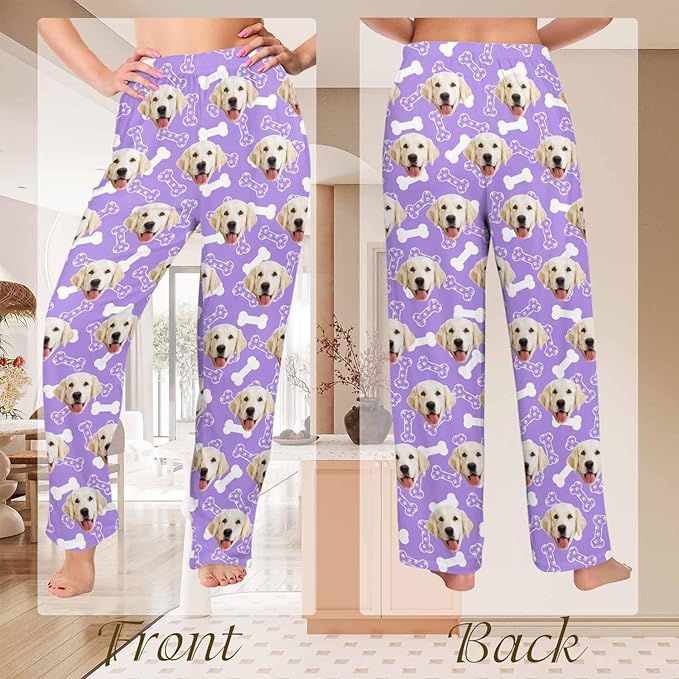 Custom Couple Pajama Pants Sock with Funny Face, Personalized PJ Anniversary Birthday Women Men Pants