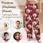 Custom Couple Pajama Pants Sock with Funny Face, Personalized PJ Anniversary Birthday Women Men Pants
