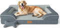 Extra Large Dog Bed, Orthopedic XL Dog Bed with Cooling Gel Memory Foam, Waterproof Pet Bed with Removable Washable Cover, 42" Pet Sofa Couch Dutch Velvet with Bone Toy, Dark Gray
