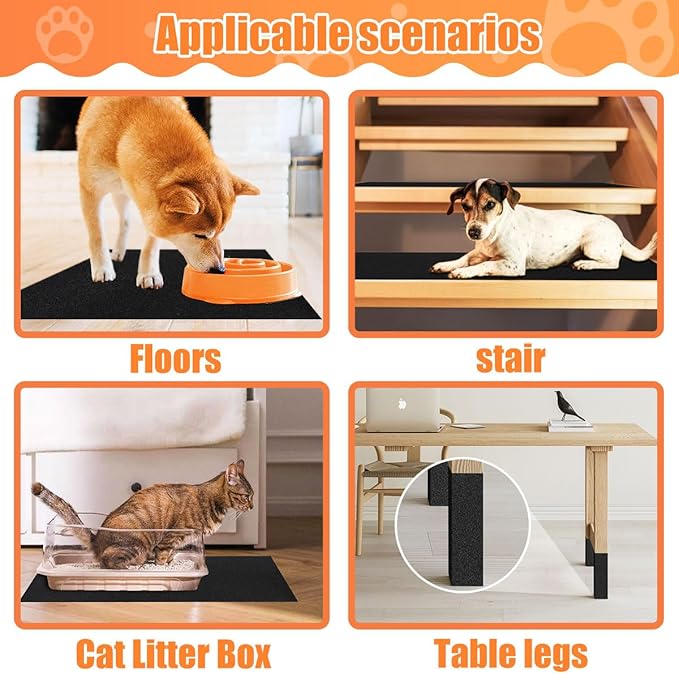Pet Nail Self Adhesive Replacement Emery Paper Fits Most Dog Scratch Pad Cat Litter Box DIY on The Places Where Pets Like to Scratch Alternatives to Cat and Dog Nail Clippers (10in*13ft, Gray)