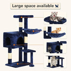 BestPet | 37" Cat Tree Tower | Navy Blue | Sturdy Multi-Level Cat Tree with Plush Condo, Cozy Perch, Sisal Scratching Posts, Hanging Toy and Hammock | Easy Assembly | for Kittens & Adult Cats