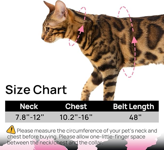 Cat Harness and Leash Set - Escape Proof Adjustable Cat Harness, Comfortable Soft Lightweight, Use Safe & Easy, Walking Travel Kitten Harness for Small Medium Large Cats (Pink)