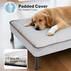 Veehoo Elevated Dog Bed with Waterproof Cushion Mat, Cooling Raised Dog Beds with Padded Top, Washable Outdoor Dog Bed, Orthopedic Pet Cot for Indoor &Outdoor, Extra Large Dog Bed 49" x 33", Dark Grey