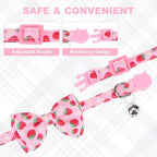 Breakaway Cat Collars with Bell & Cute Pendants - 3 Pack Adjustable Safety Kitten Collars - Decoration for Girl Boy Cats Puppy and Small Pets (Style C - Strawberry)