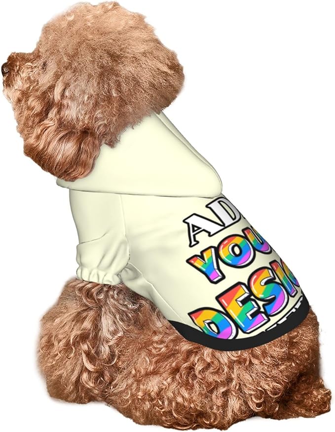 Custom Dog Hoodie for Small Pets, Personalized Photo Text Pet Warm Pullover Sweatshirt with Name Number, Customized Gifts Soft Hooded Cats Kitten Clothes, Light Yellow, M,