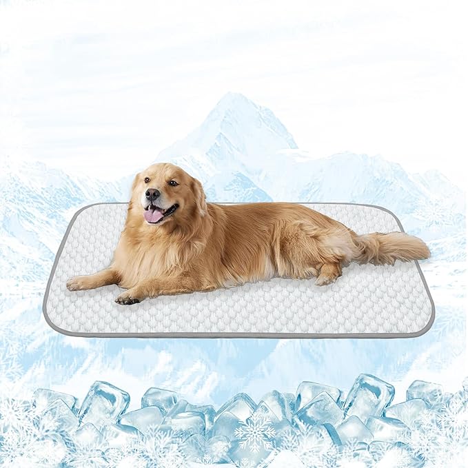 MICROCOSMOS Pet Cooling Mat & Sleeping Pad- Breathable Bubble Surface, EZ Clean. Keep Cooling for Pets, Kids and Adults in Summer.(GreyWhite, 59" x 40")