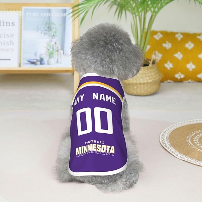 Minnesota Custom Pet Jersey Dog Clothes Jersey Various Sizes Customized Any Name & Number for Small & Middle and Big Dogs