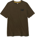 CAT Men's Trademark T-Shirts with Shape-Retention Rib Trim Spandex, Tagless Neck, and Cat Logo on Left Chest