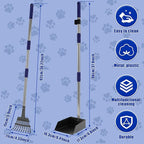 Pooper Scooper for Dogs, Dog Pooper Scooper Long Handle, Height Adjustable Pet Pooper Scooper, Poop Scoop Shovel, Detachable Rake and Tray Set Pet Waste Removal on Grass Dirt and Gravel
