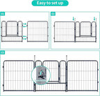 Dog Playpen,Portable Outdoor Dog Fence, Dog Playpen for Large/Medium/Small Dogs, Dog Fences for The Yard,with Doors Foldable Metal (16 Panels, 45 inch)