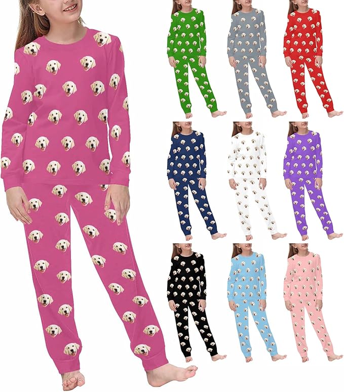 MyPupSocks Customizable Pet Lover Pajama Sets | Personalized Face Printed Sleepwear for Daughter & Son