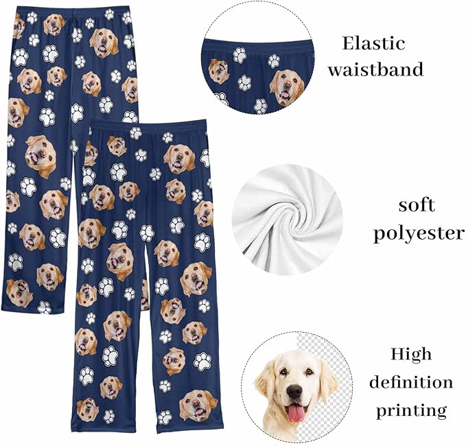 Custom Couple Pajama Pants Sock with Funny Face, Personalized PJ Anniversary Birthday Women Men Pants