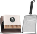 XIAOXINGYUN Litter Scooper with Holder for Sandbath Box,Stainless Steel Litter Scooper Includes Portable Small Broom and Dustpan, Mesh Shovel-Easy to Clean - Suitable for Cat Litter Box