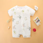 Unisex Summer Trendy 2-Pack Rompers Short Sleeve Zipped Bodysuit Infant Cotton Outfits