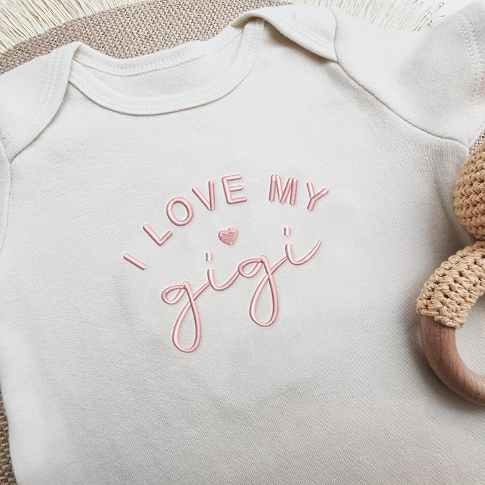 COUPLEHOODIES Personalized Baby Onesie Bodysuit – Custom Embroidery Gift for Pregnancy Reveal Baby Shower or First Grandchild