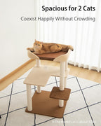 Cat Tree for Large Cats, Modern Senior Friendly Cat Tower with Wide Shelves, Cotton Scratching Posts, Super Sturdy Base, Cozy Perches, and Interactive Toys for Indoor Kittens, 37.4'' Cream.