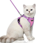 rabbitgoo Cat Harness and Leash Set, Escape Proof Soft Adjustable Vest Harnesses for Outdoor Walking, Easy Control Breathable Kitten Jacket with Reflective Strips, Pink & Purple, XS