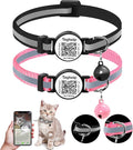 2 Pack QR Code Cat Collar for Lost Cat Recovery, Breakaway Reflective Collar with Bell & Instant Online ID, Adjustable 7.5-12.5 Inch for Peace of Mind (Black & Rose Red)